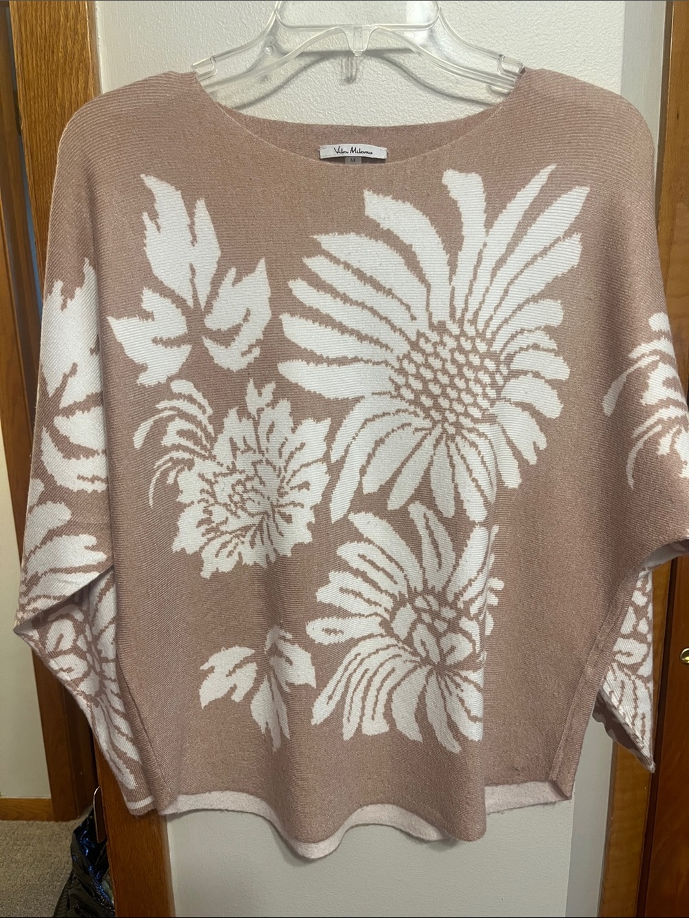 Vila Milano Tan & White Floral Sweater